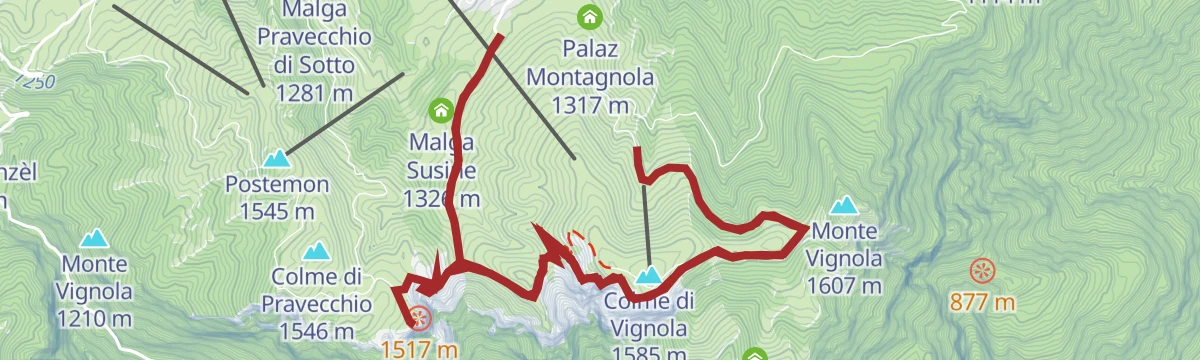 Route map: Giro del Monte Vignola